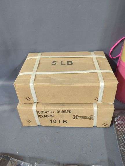 Gym Equipment Including Rubber Hexagon Dumbbell Sets, Resistance Bands, Sliders, And Yoga Mat