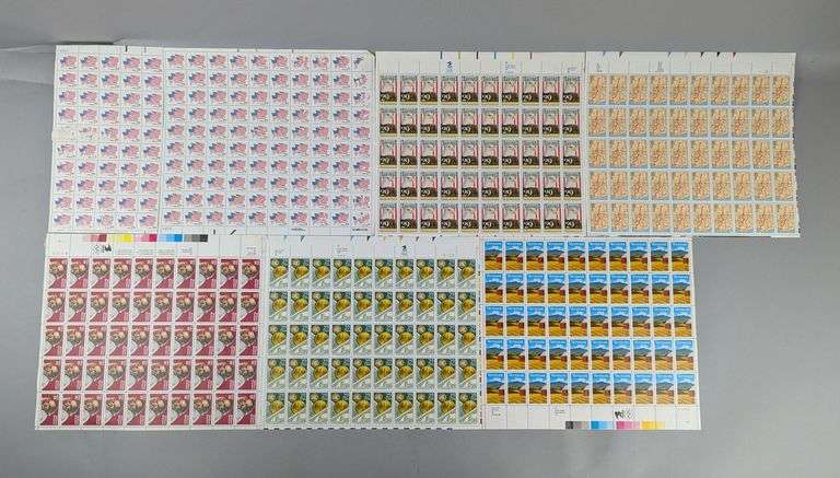US Postage Stamp Sheets - Flags, Eagle, Saroyan, Oregon Trail, Vermont, and More