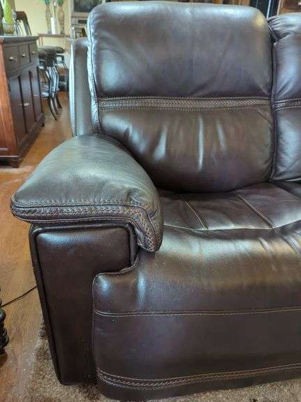 Leather Three-Seat Reclining Sofa with USB Ports