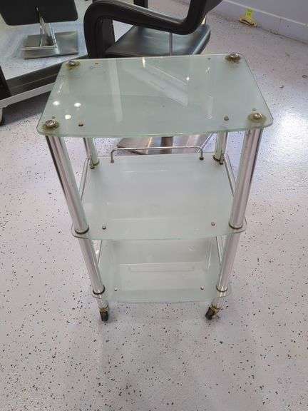 Rolling Chrome and Glass Salon Cart