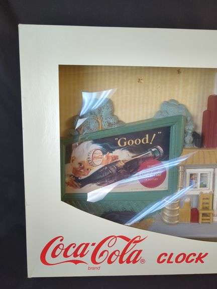 Coca-Cola Clock "Good!" Garage Scene Collectible