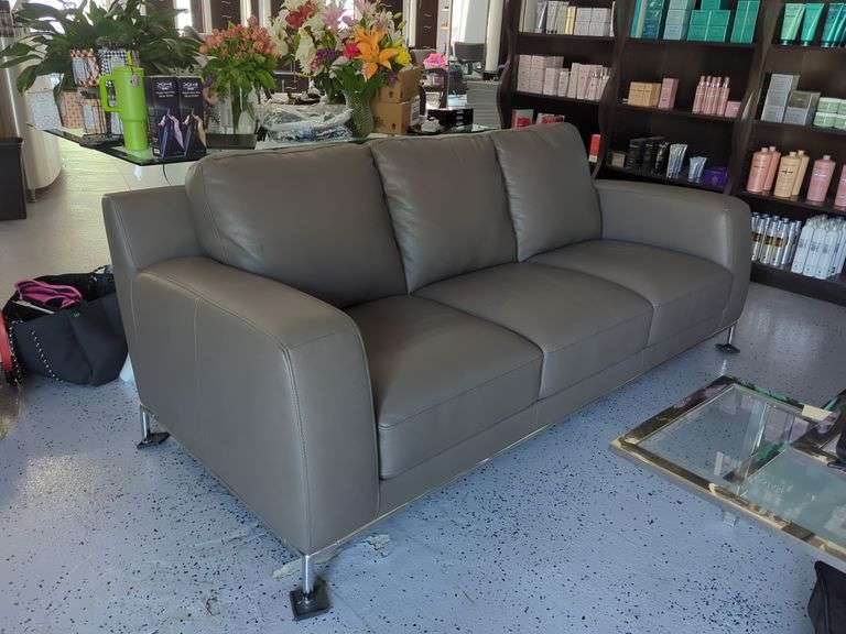 Modern Leather Three-Seat Sofa
