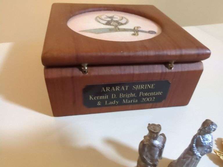 Ararat Shrine Jewelry Box with Assorted Costume Jewelry and Figurines