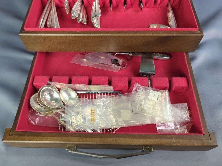 Towle Sterling Silver Flatware Set in Wooden Case