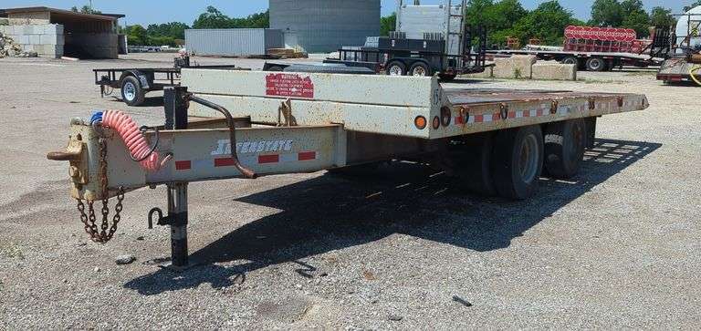 1997 Interstate Trailers Inc 8' x 20' Flat Bed Tandem Axle Drop Trailer With Pintle Hitch, VIN 1JKTDA208VA100002, City Of Shawnee, KS Surplus