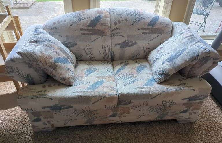 Upholstered Loveseat with Accent Pillows