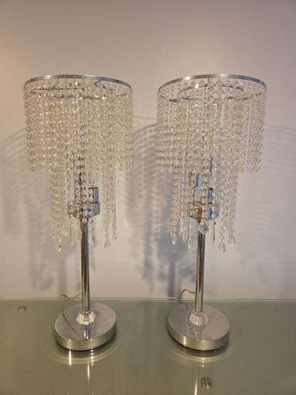 Beaded Waterfall Lamps, Qty 2, 30.75" Tall