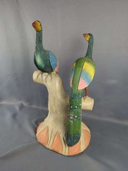 Decorative Plaster Peacock Sculpture