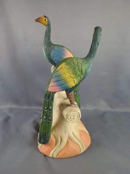 Decorative Plaster Peacock Sculpture