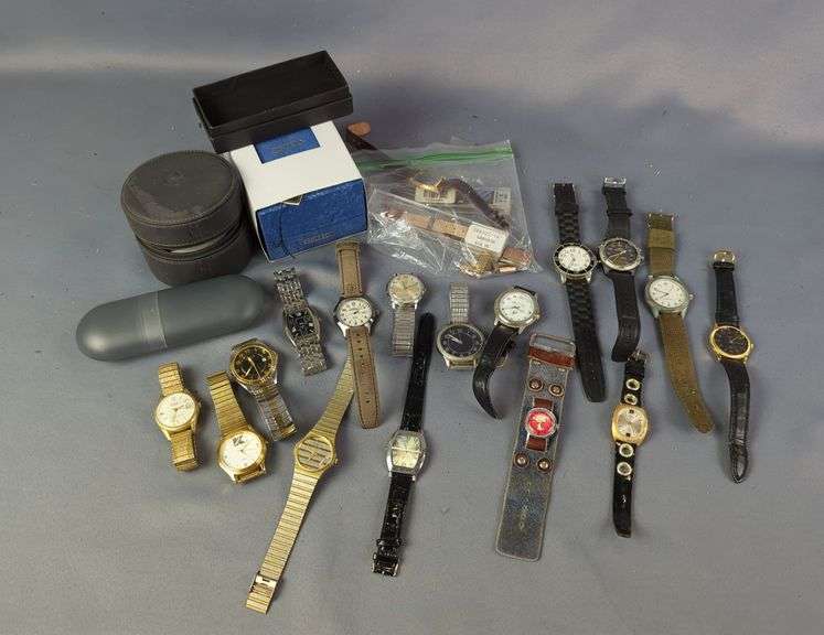 Watch Collection, Includes Timex, Martin & Co, Omni, CVP II, Manson, Embassy, And More, And Spare Boxes, Straps, Links, And Parts, Some Need Repair