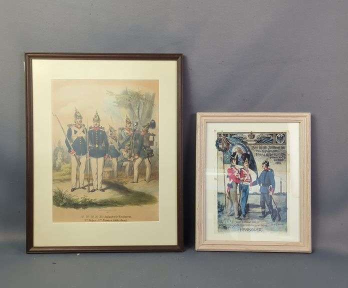 Two Framed German Military Regiment Prints