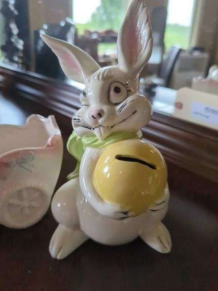 Ceramic Bunny Bank and Velco Elephant Planter