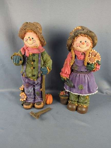 Whimsical Resin Scarecrow Figures
