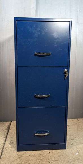 Blue Metal 3-Drawer Filing Cabinet