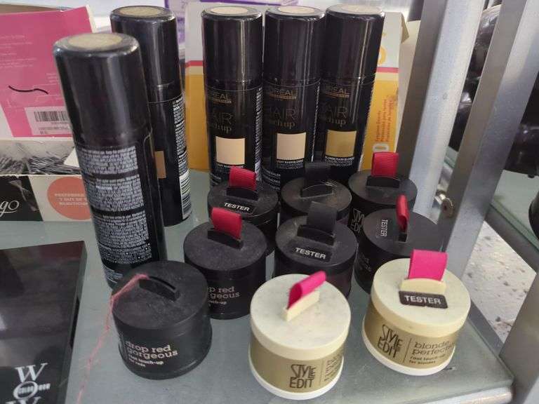 Back Bar Salon Styling Products, Partially Full And Hairdressing Supplies Assortment