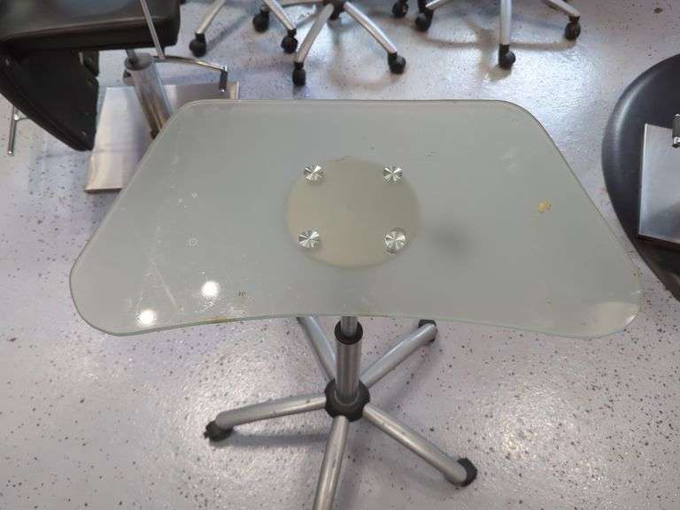 Jewell Adjustable Height Rolling Salon Table with Frosted Glass Top