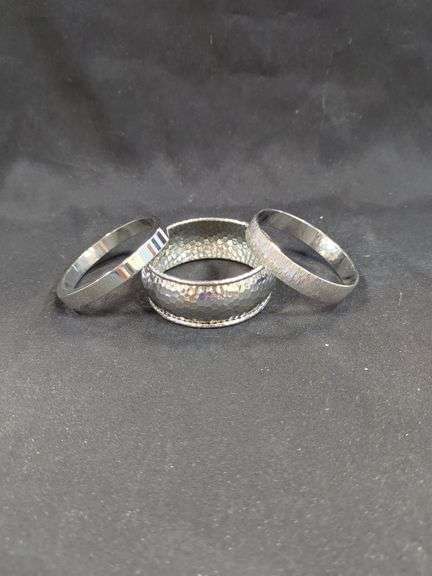 Ladies Silver Tone Bangle Bracelets, and Tennis Bracelet With Magnetic Closure Qty 6