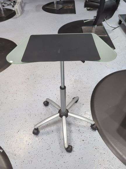 Jewell Adjustable Height Rolling Salon Table with Frosted Glass Top