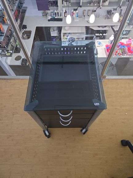 LEDA Tempered Glass Top Rolling Storage Cart