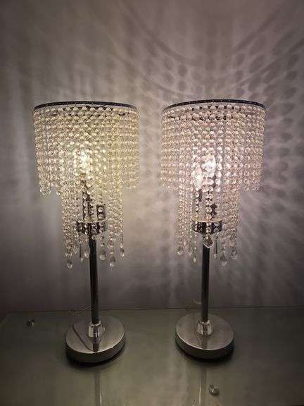 Beaded Waterfall Lamps, Qty 2, 30.75" Tall