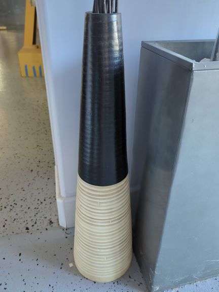 Ceramic Pyramid Vase with Black Branches, 7', (Vase, 29")