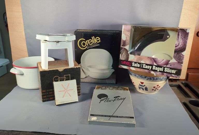 Corelle Serving Set, Ginsu Bagel Slicer, Veg-o-Matic, and More