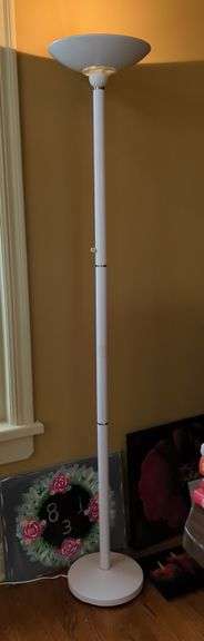 Mid-Century Style White Torchiere Floor Lamp