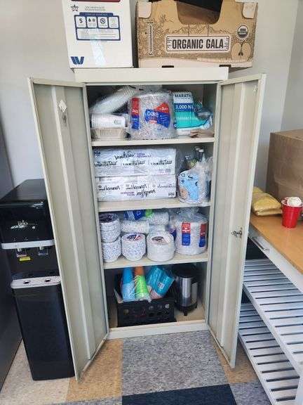 Metal Utility Cabinet with Key, Contents Not Included