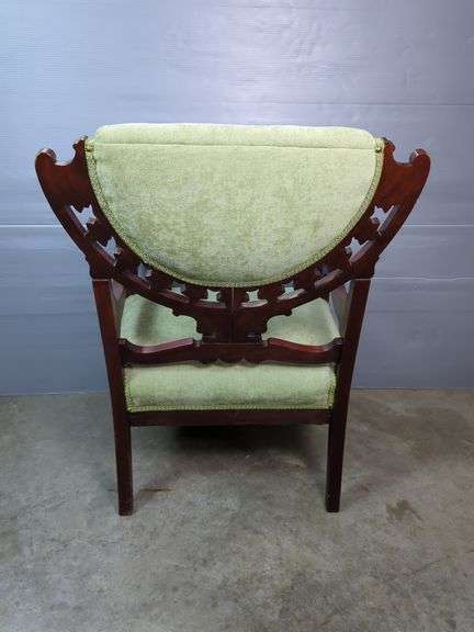 Ornate Armchair with Green Upholstery