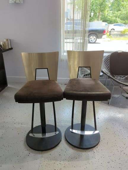 Modern Adjustable Height Swivel Bar Stools, Qty 2