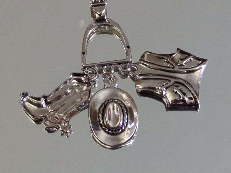 Sterling Silver Western Theme Jewelry Including Cowboy Boot Turquoise Earrings, Charm Sweater Pin And More