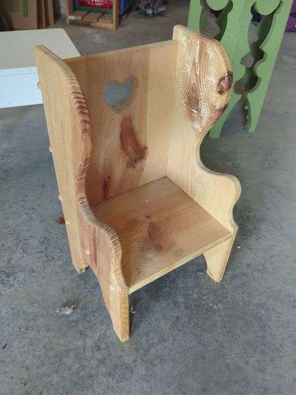 Wood Furniture Including Step Stool, Chair and Storage Table