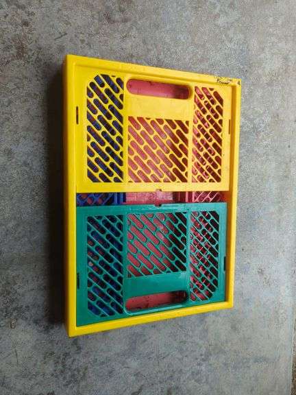 Children's Folding Table and Chair Set, with Multi-Colored Crate