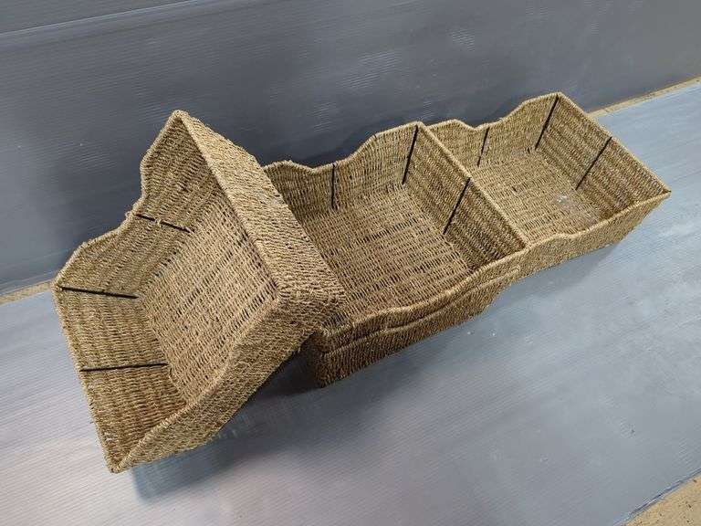 Woven Seagrass Shelf Baskets, Qty 4