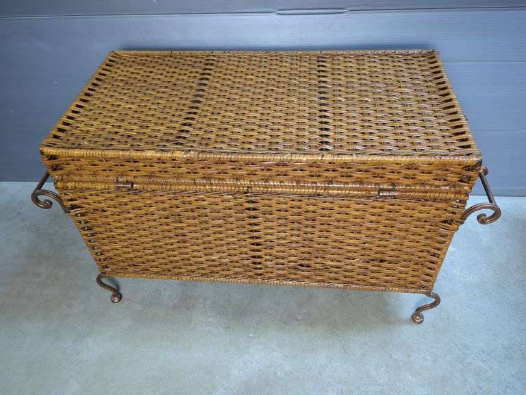 Wicker Trunk Chest with Ornate Metal Accents