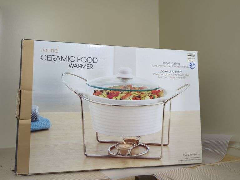 Ceramic Food Warmer Set Including Round and Twin