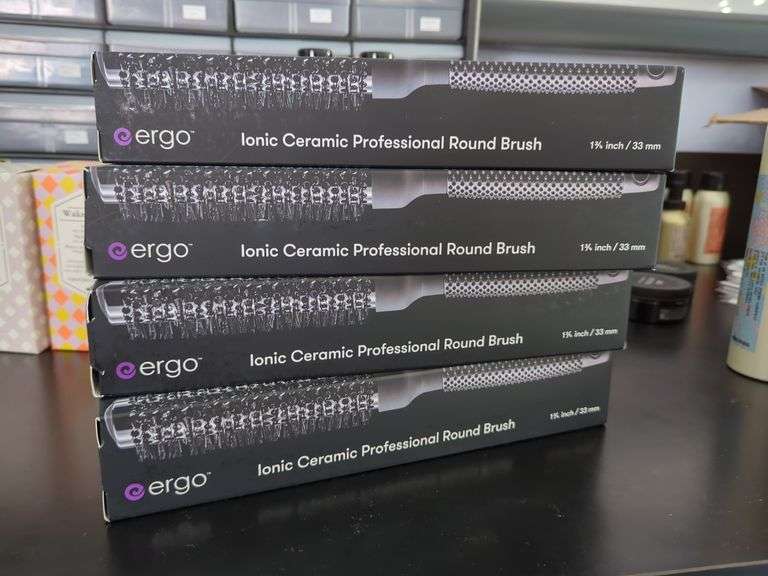 Ergo Ionic Ceramic Professional Round Brushes, Qty 4, 1 ⅛ inch