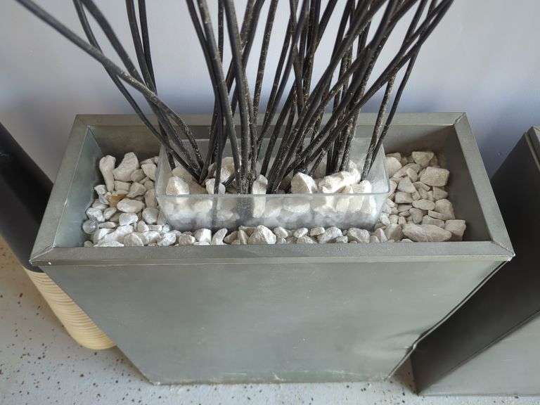 Modern Decorative Planter With Stick Accents And Stone Filler, 7', (Planter, 27.5")