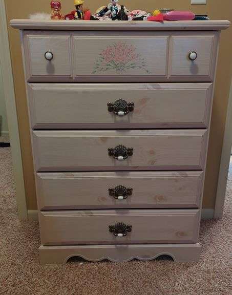 Five Drawer Dresser with Floral Design