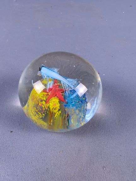 Decorative Glass Paperweights with Floral and Bird Designs