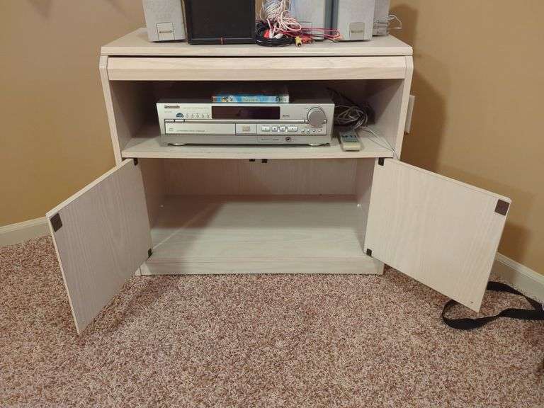 Wood Entertainment Center with Panasonic DVD Player and Speaker System