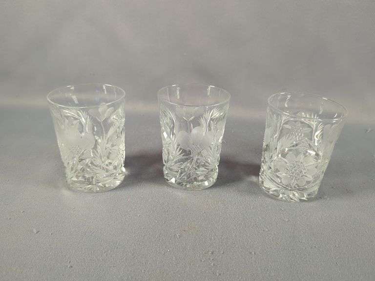 Crystal Cut Glass Pitcher, Creamer, Sugar Bowl, And Glasses