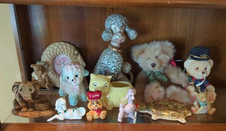 Plush Animals and Decorative Ceramic Figurines