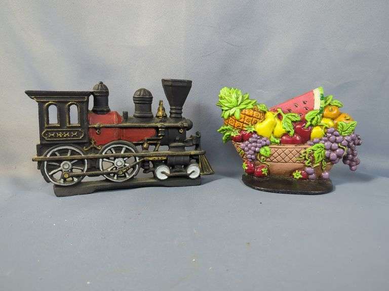 Cast Iron Train And Fruit Basket Door Stops