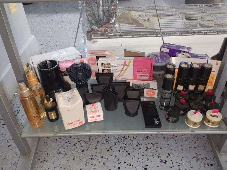 Back Bar Salon Styling Products, Partially Full And Hairdressing Supplies Assortment