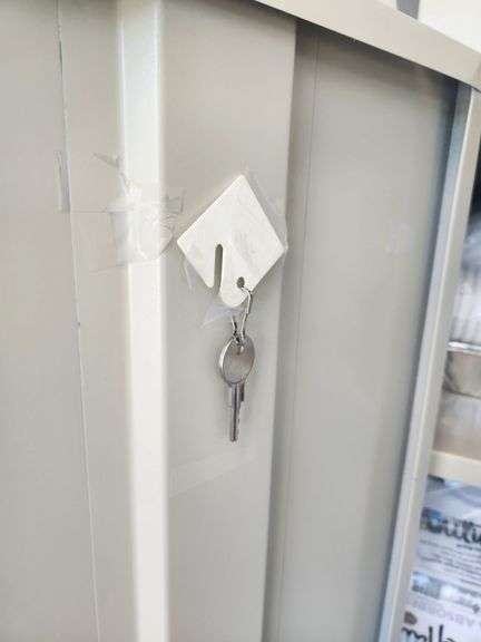 Metal Utility Cabinet with Key, Contents Not Included