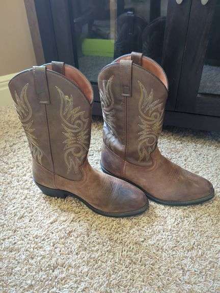 Men's Leather Cowboy Boots, Size 10EE
