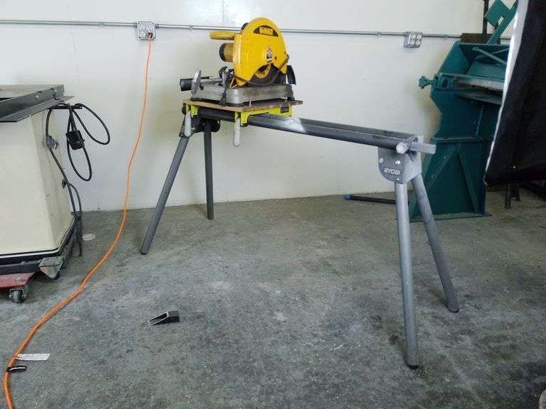 DeWalt Chop Saw, Model D28715, with Ryobi Miter Saw Stand, Model A18MS01G
