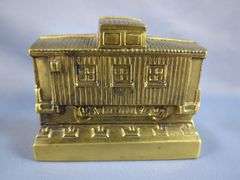 PM Craftsman Brass Train Engine & Caboose Bookends