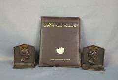 Abraham Lincoln US Historical Society Binder with Letter & Bookends